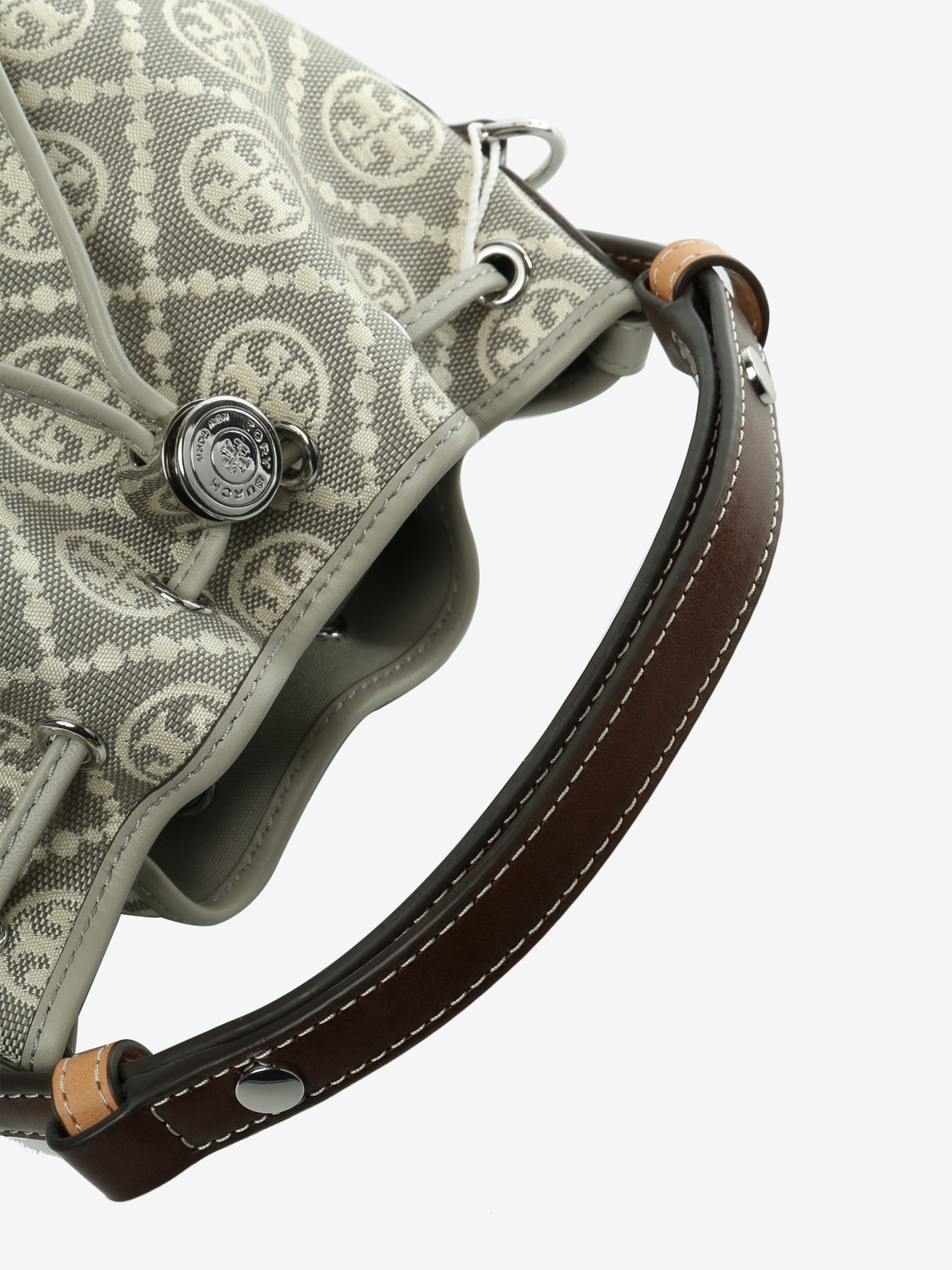 Close up of grey bags, showing texture of the fabric