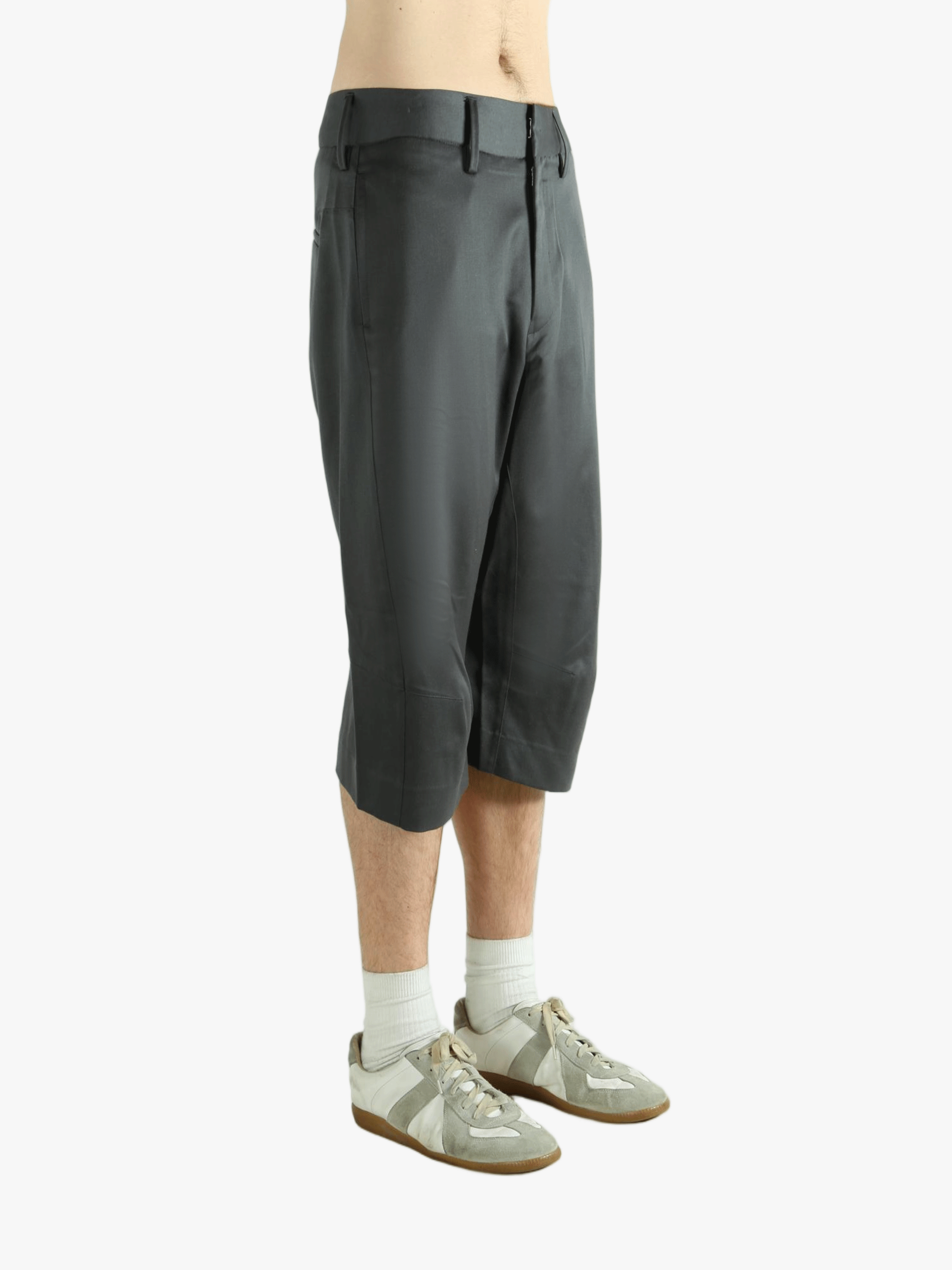 Grey shorts, side view
