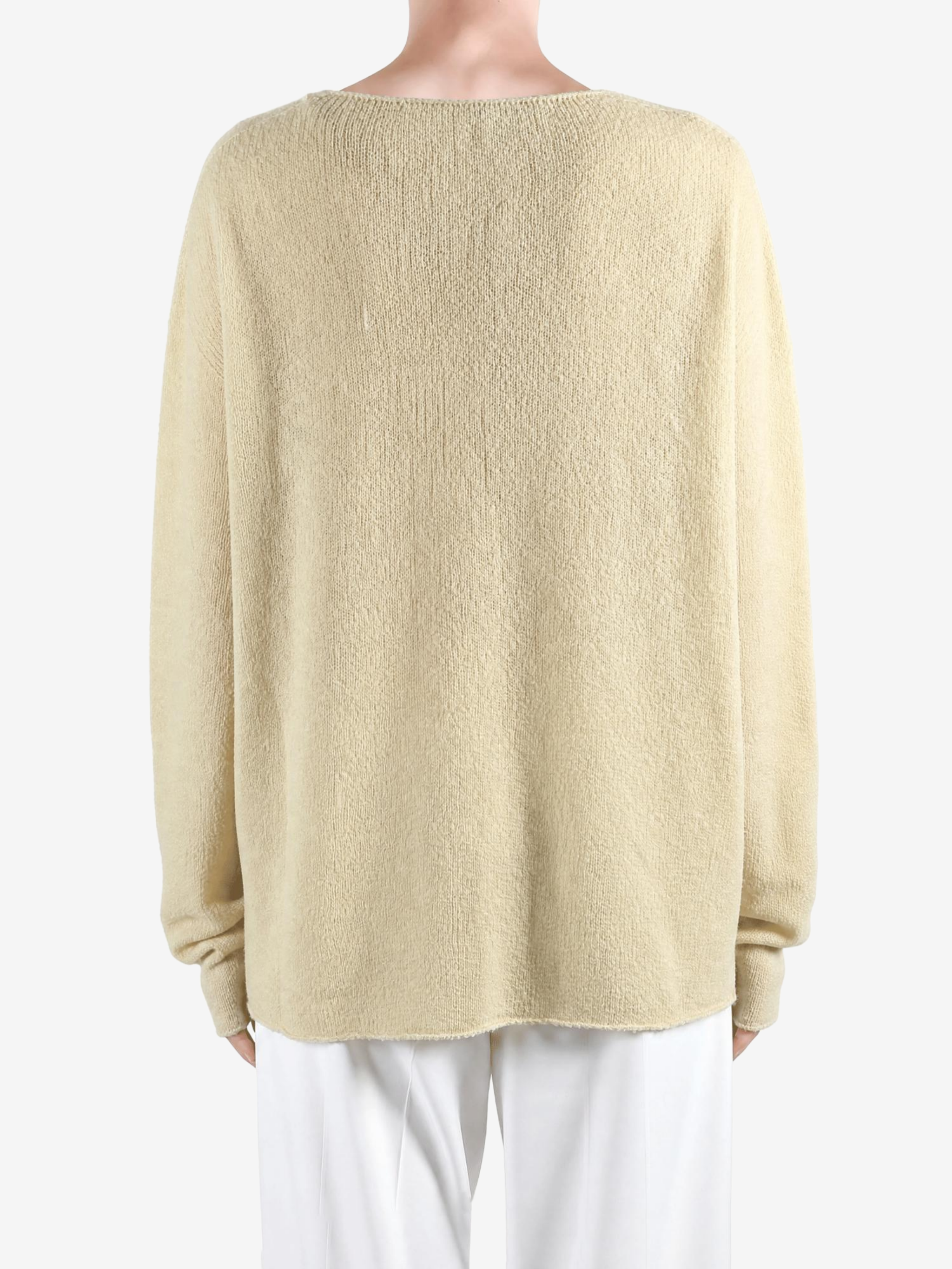 Tan knitwear, front view