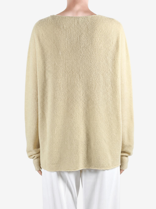 Tan knitwear, front view