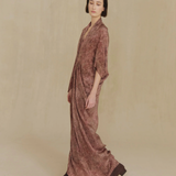 Burgundy dress, full body view