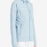 Blue jacket worn by a person, showing the jacket fit
