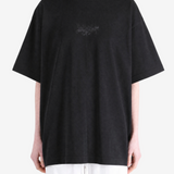 Black t-shirt, full body view