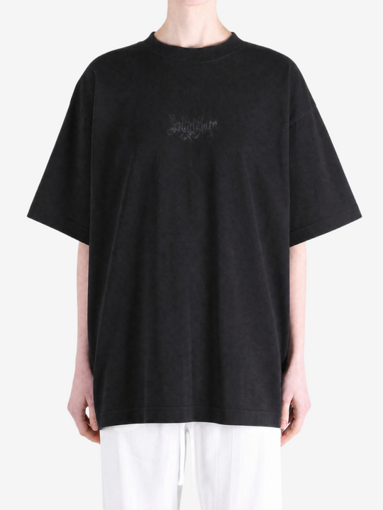Black t-shirt, full body view