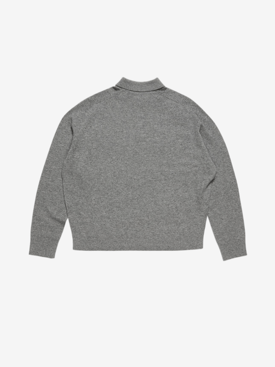 Grey knitwear, back view