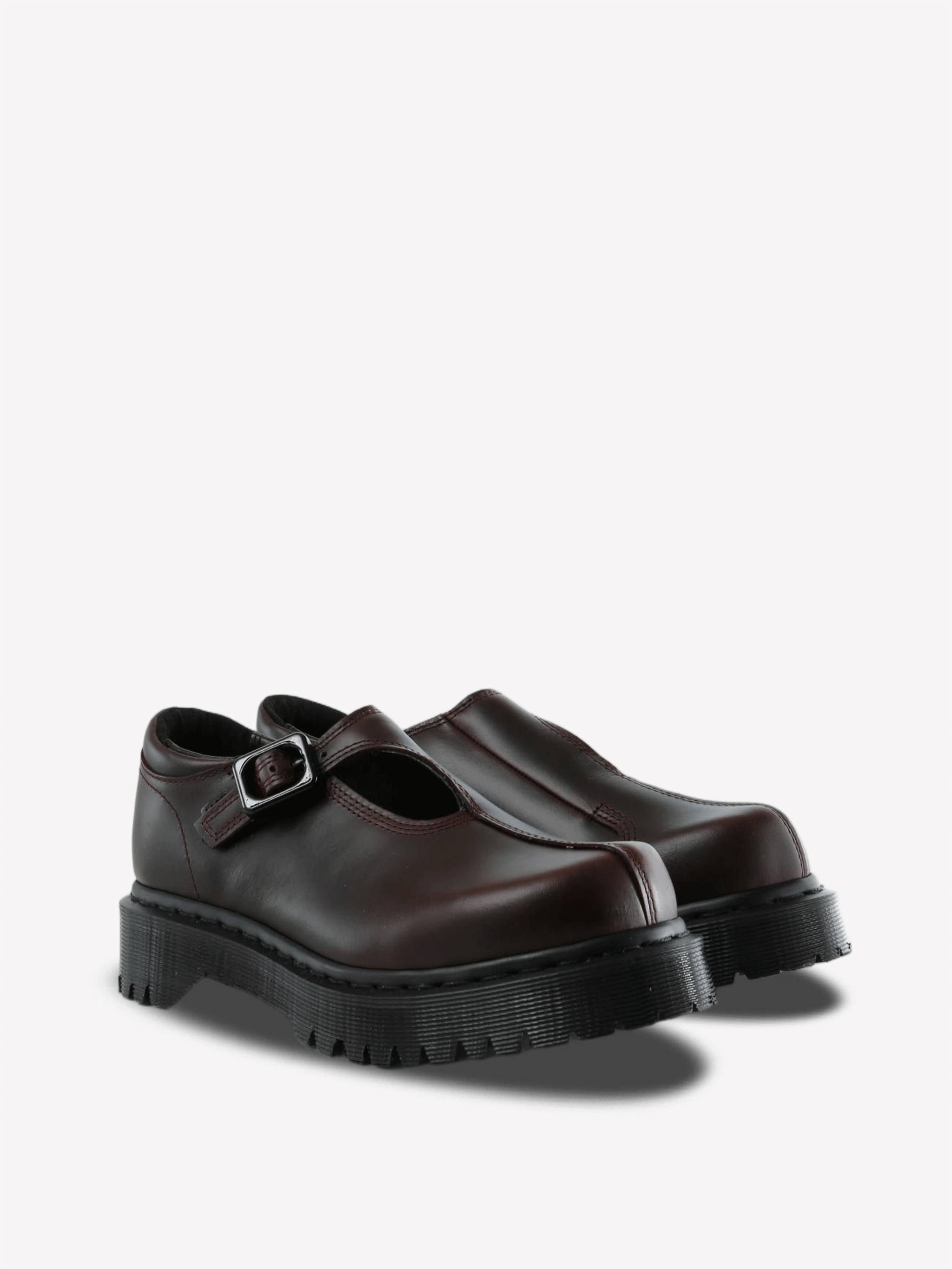 Burgundy shoes, front view