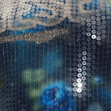 Close up of blue top, showing texture of the Polyamide fabric