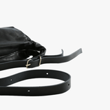 Close-up of black bag, showing texture of the fabric