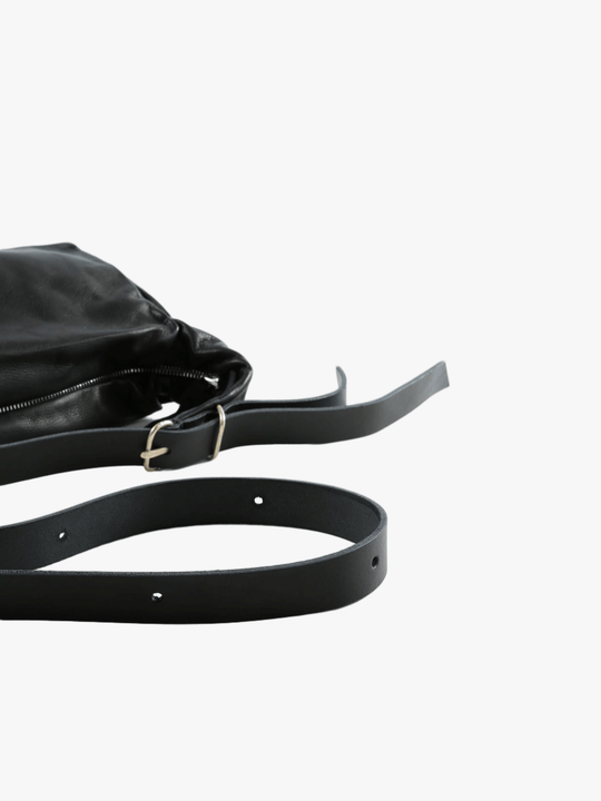 Close-up of black bag, showing texture of the fabric