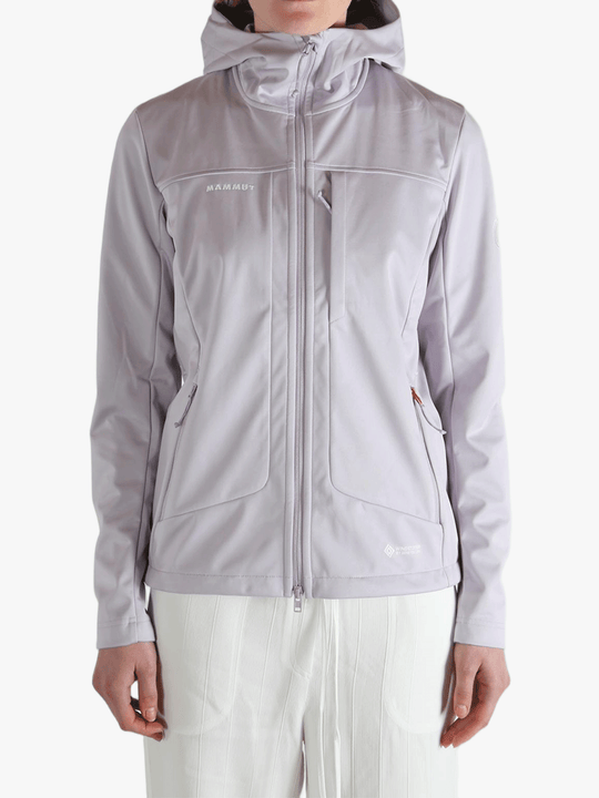 Purple jacket worn by a person, showing the jacket's fit