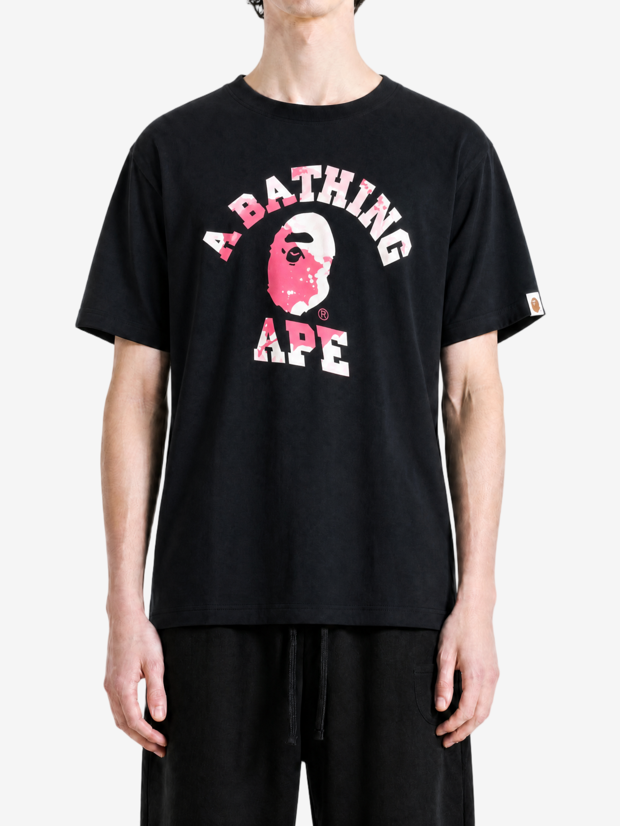 Black t-shirt, full body view