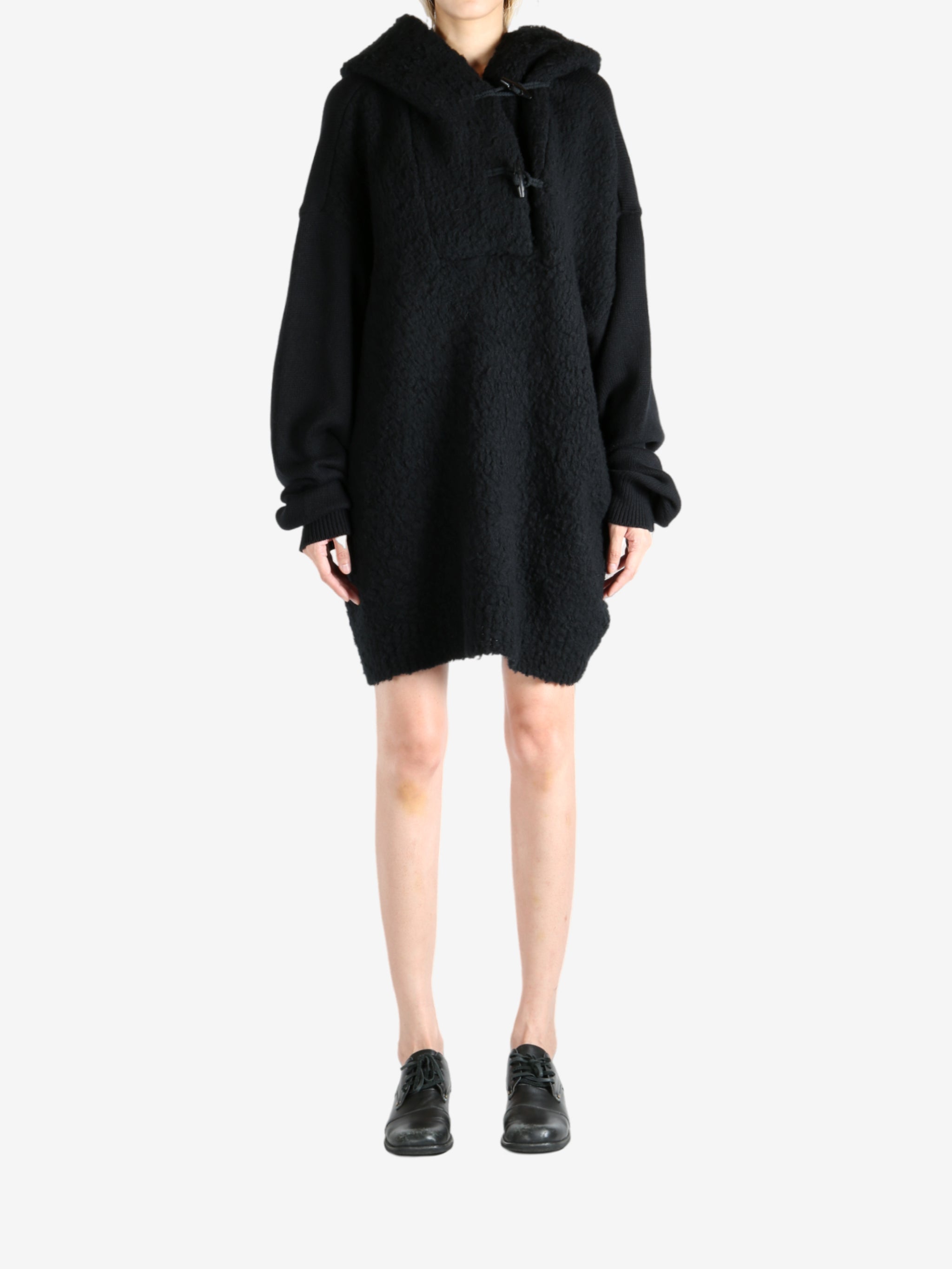 Black hoodie, full body view