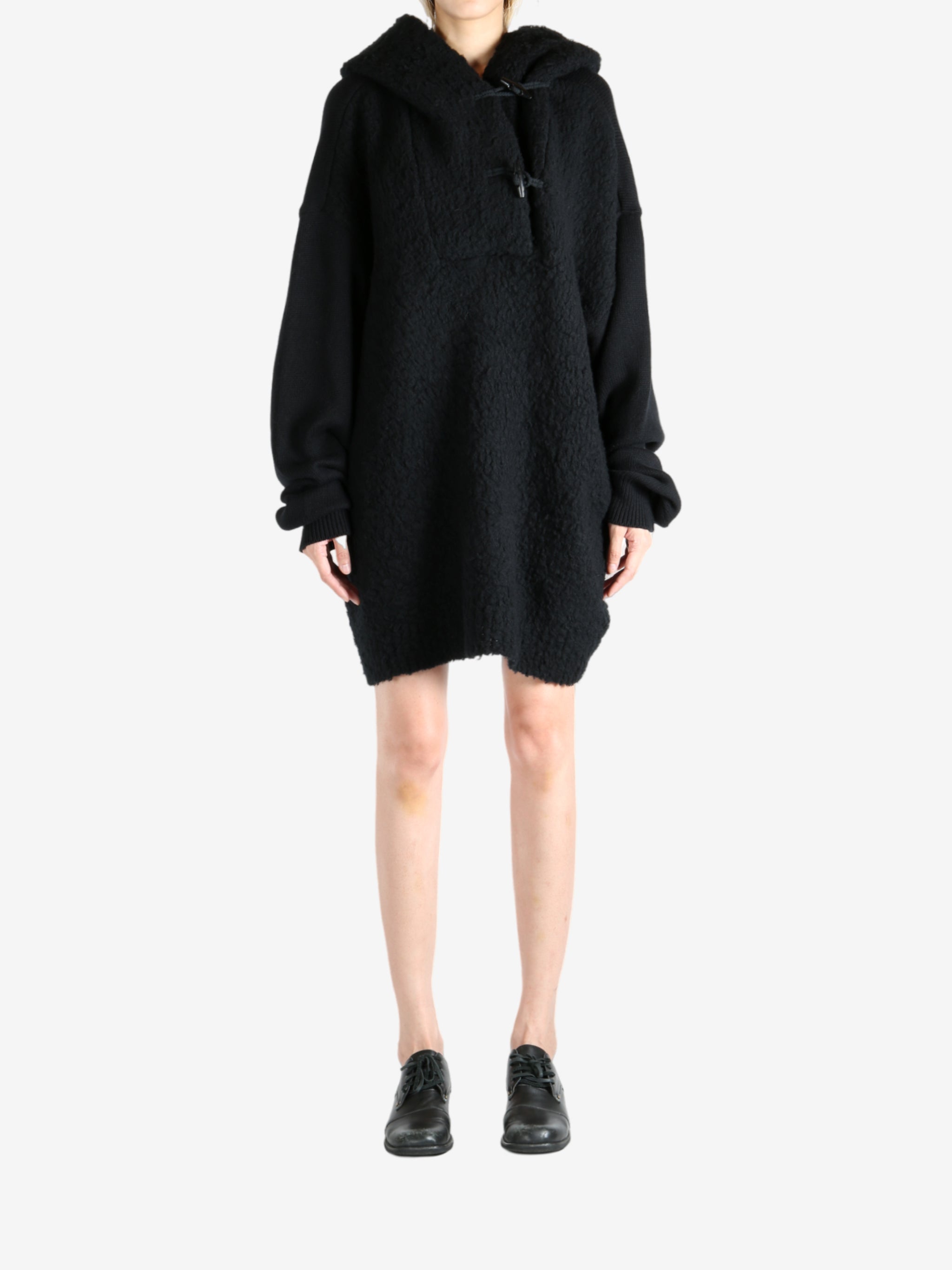 Black hoodie, full body view