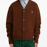 Brown knitwear, full body view