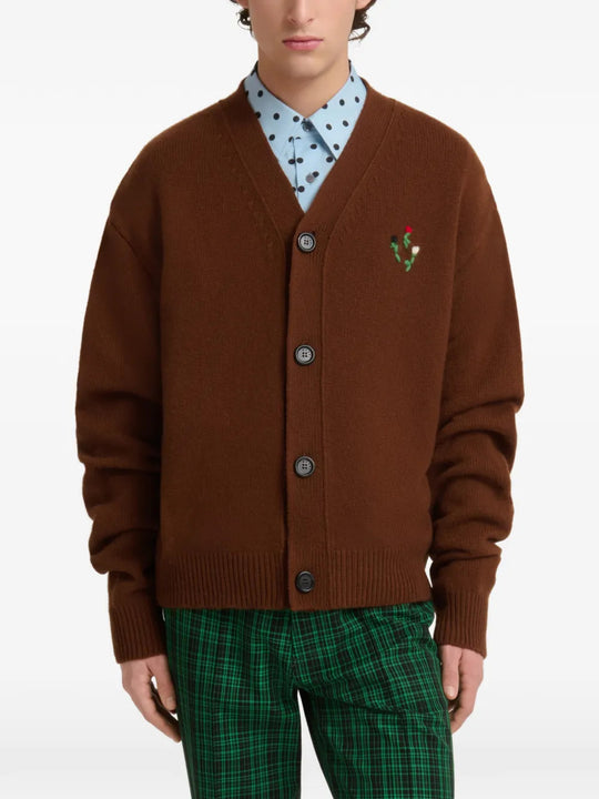 Brown knitwear, full body view