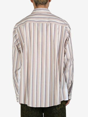 MARNI Men Striped Organic Cotton Patchwork Shirt