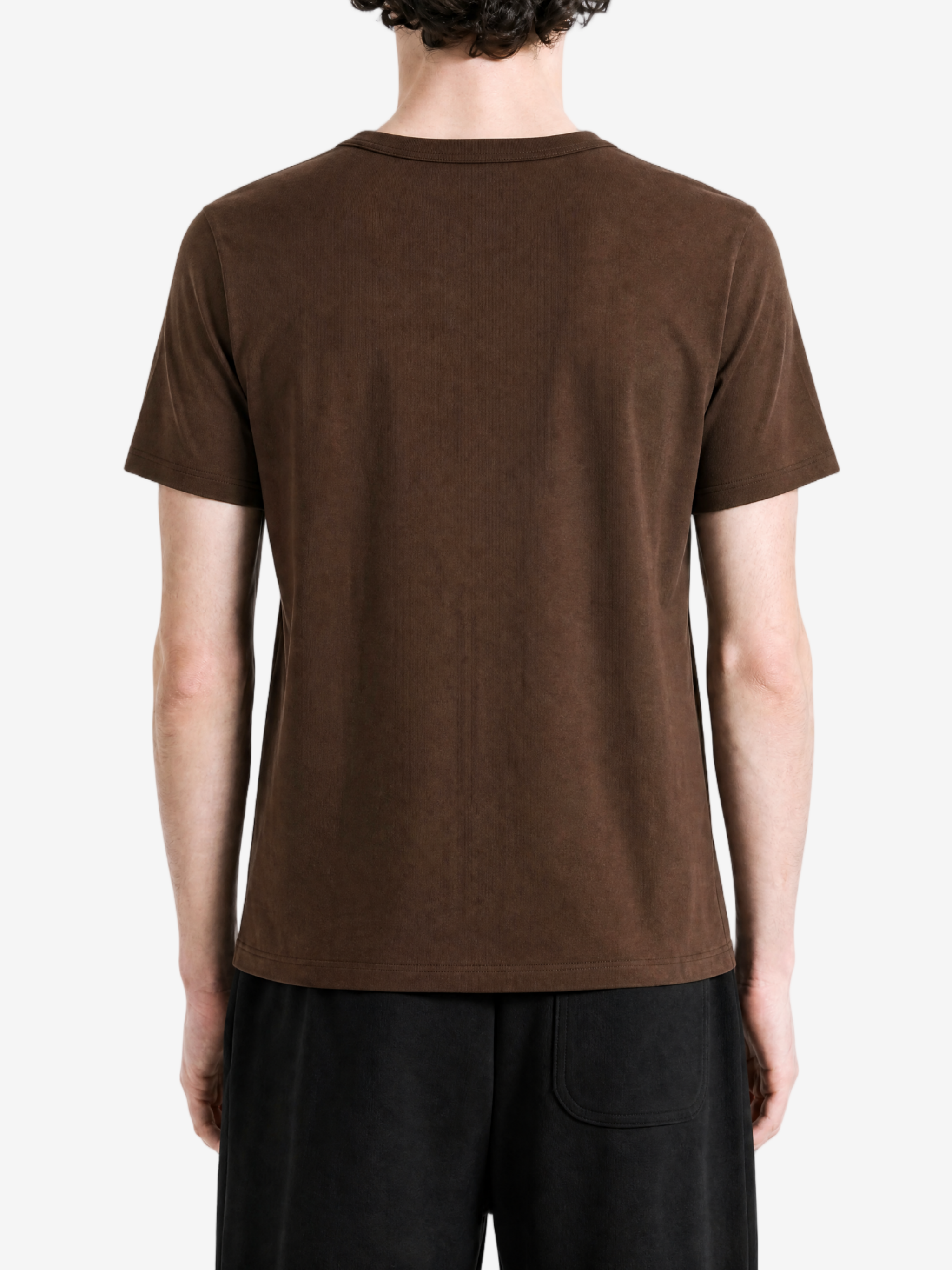 Brown t-shirt, full body view