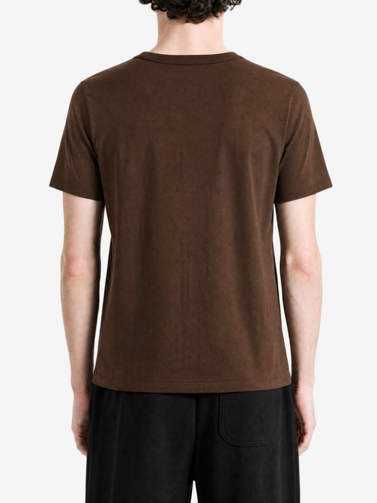 Brown t-shirt, full body view
