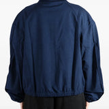 Navy jacket, full body view