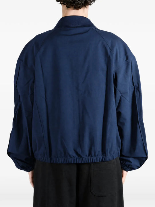 Navy jacket, full body view