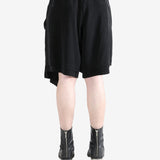 Black shorts worn by a person, showing the shorts's fit