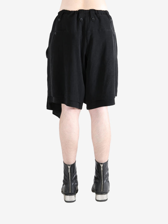 Black shorts worn by a person, showing the shorts's fit