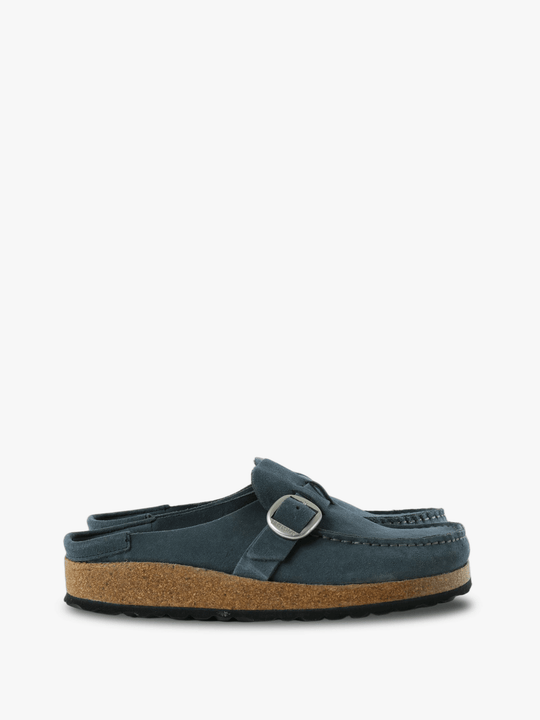 Navy sandals, front view