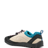 Tan sneakers, back view