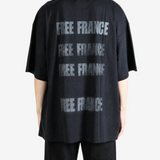 Black t-shirt, full body view