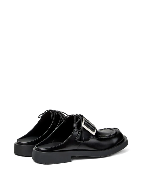 Black loafers-mules, side veiw