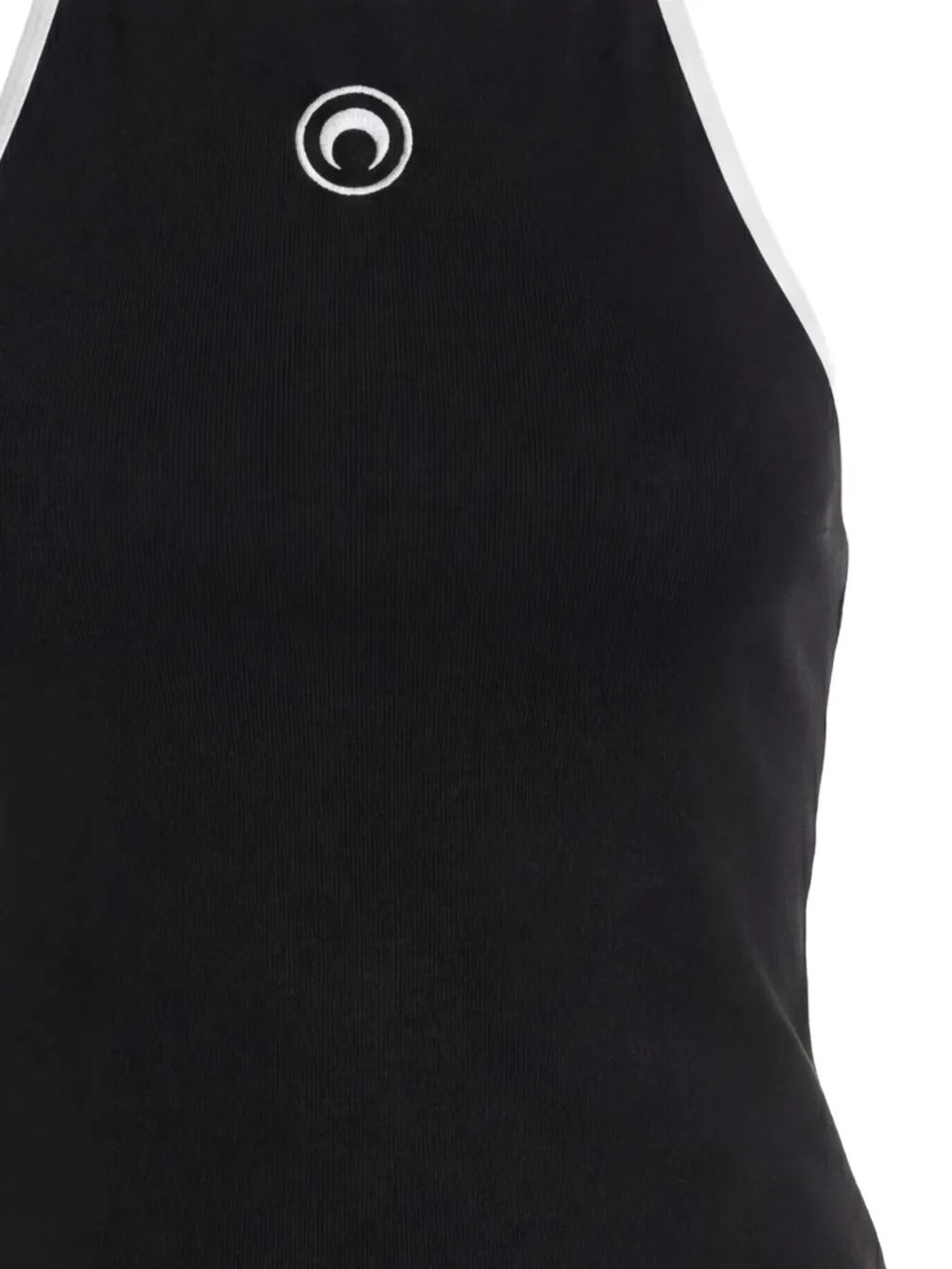 Close up of the black top, showing texture of the cotton fabric