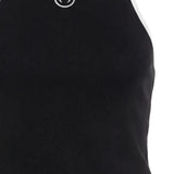 Close up of the black top, showing texture of the cotton fabric