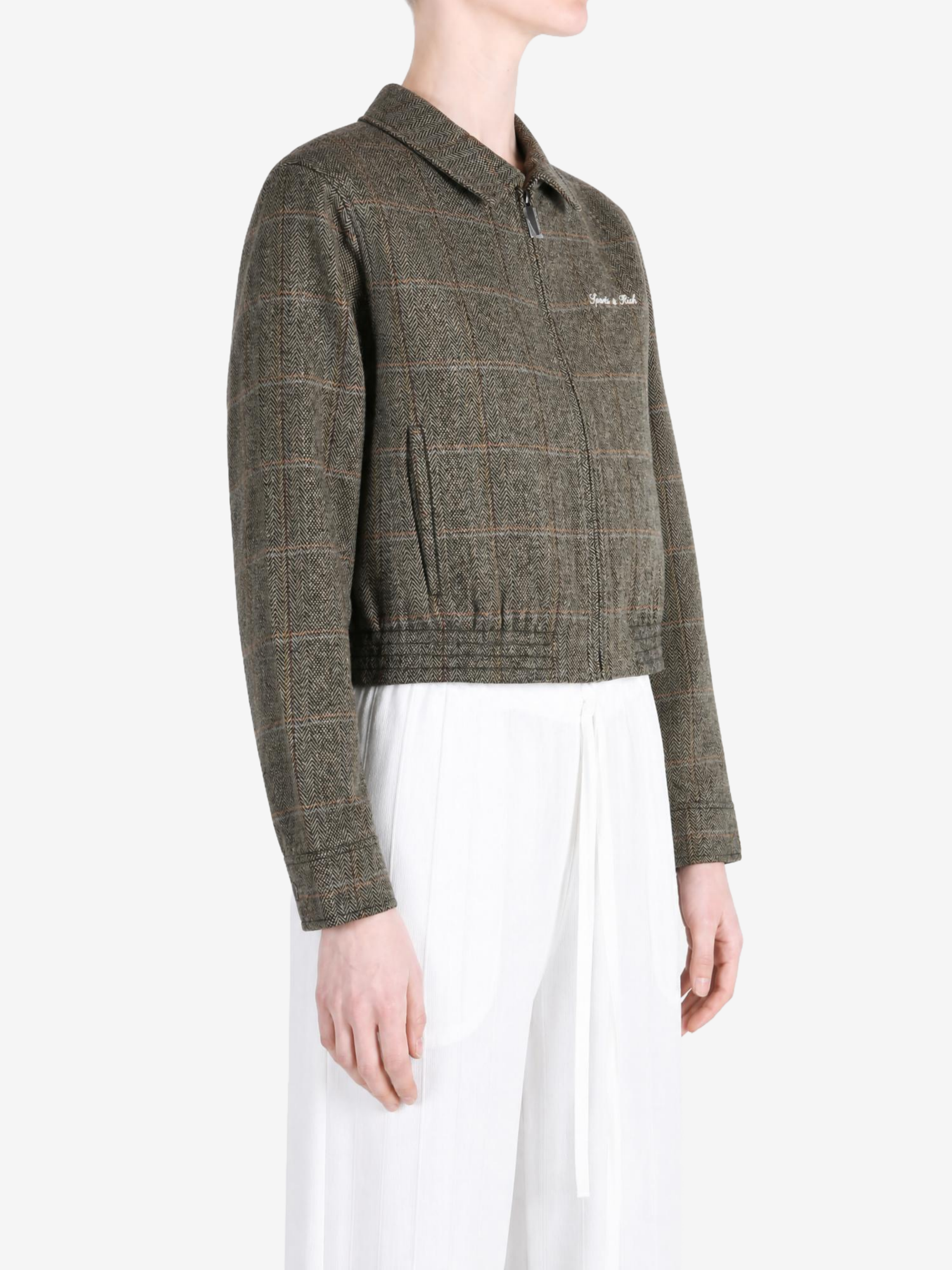 Brown jacket, full body view