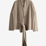 Tan cardigan, front view