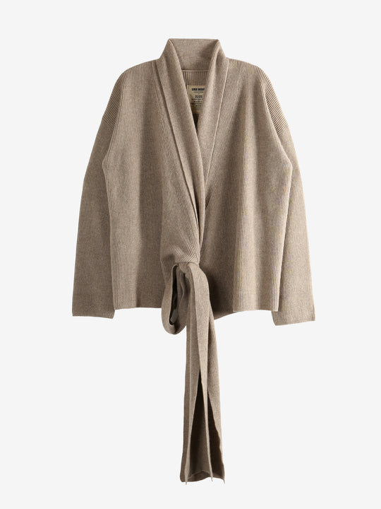 Tan cardigan, front view