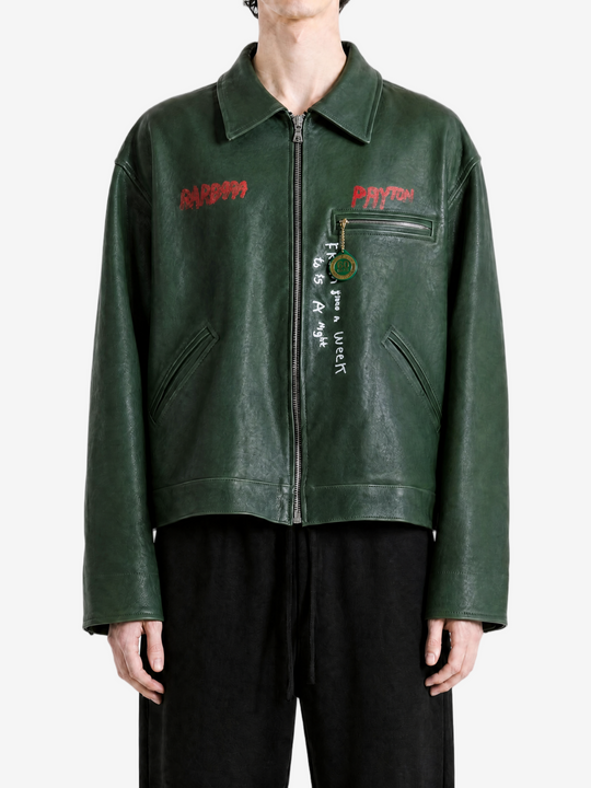 Green jacket, full body view