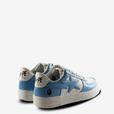 Blue sneakers, back view