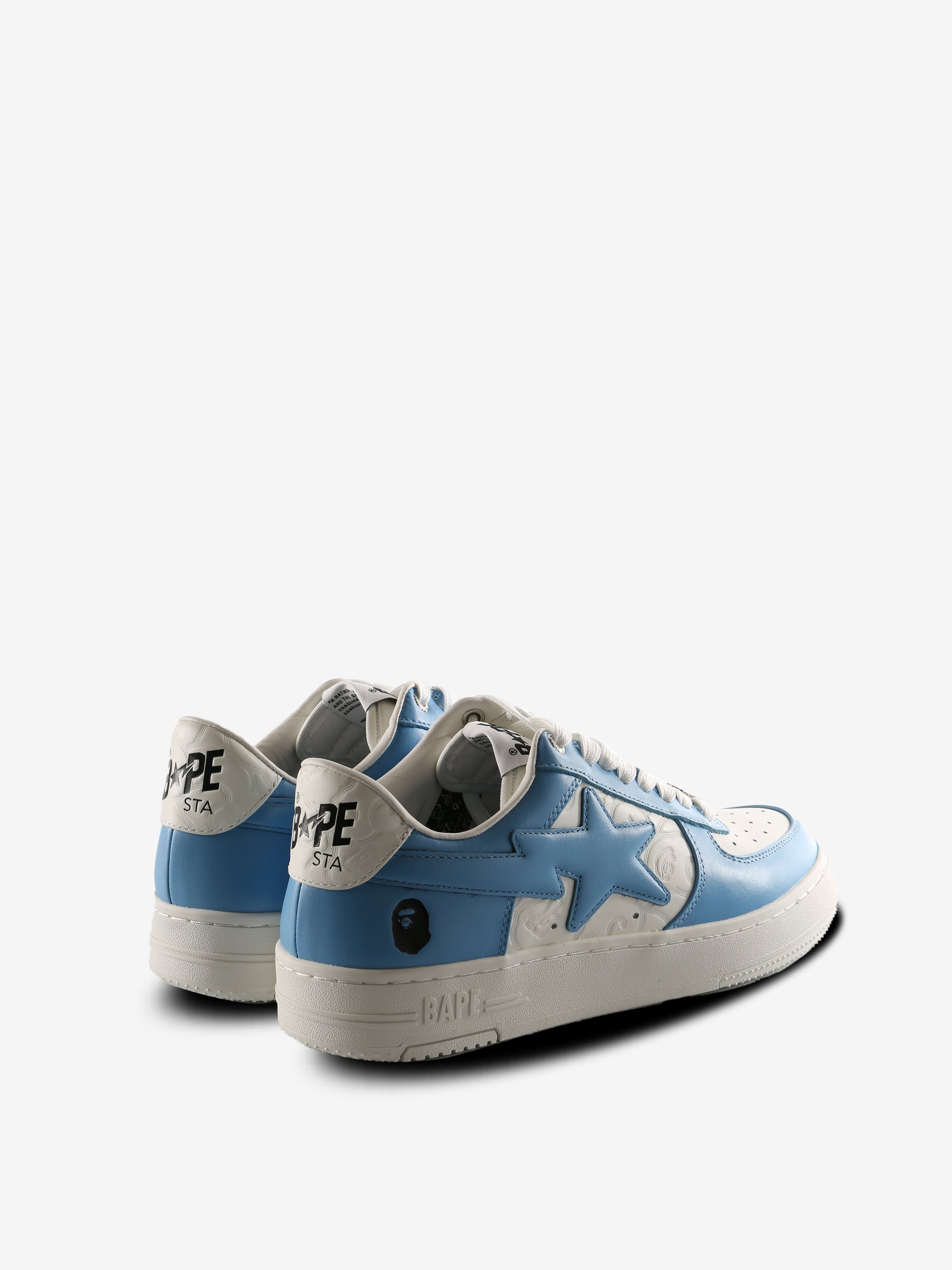 Blue sneakers, back view