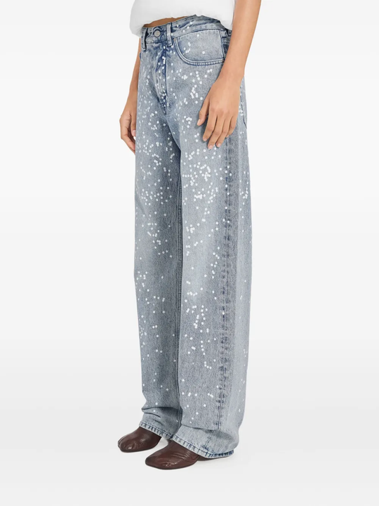 blue pant worn by a person, showing the pant fit