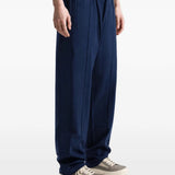 Navy pants, full body view
