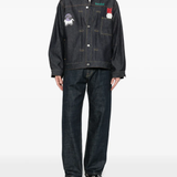 Blue jacket, full body view