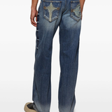 blue jeans worn by a person, showing the jeans fit