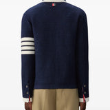 Navy knitwear, full body view