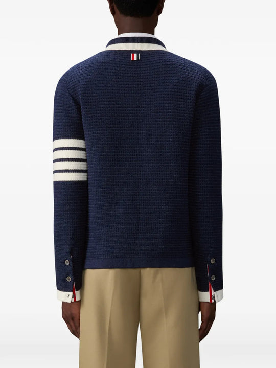 Navy knitwear, full body view