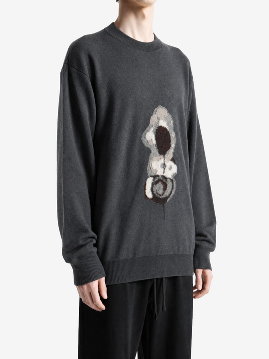 Grey knitwear, full body view