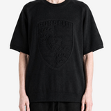 Black t-shirt, full body view