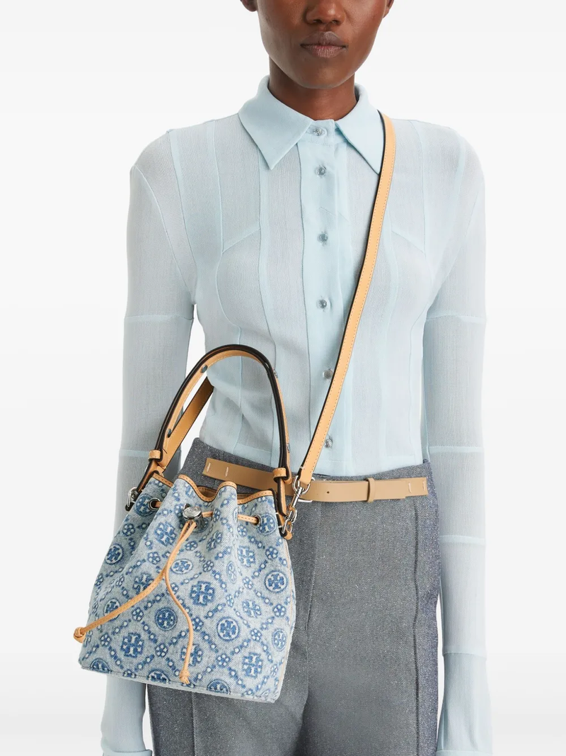 TORY BURCH - Women T Monogram Denim Bucket Bag