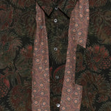 Close up of Black shirt, showing texture of the 100% viscose fabric
