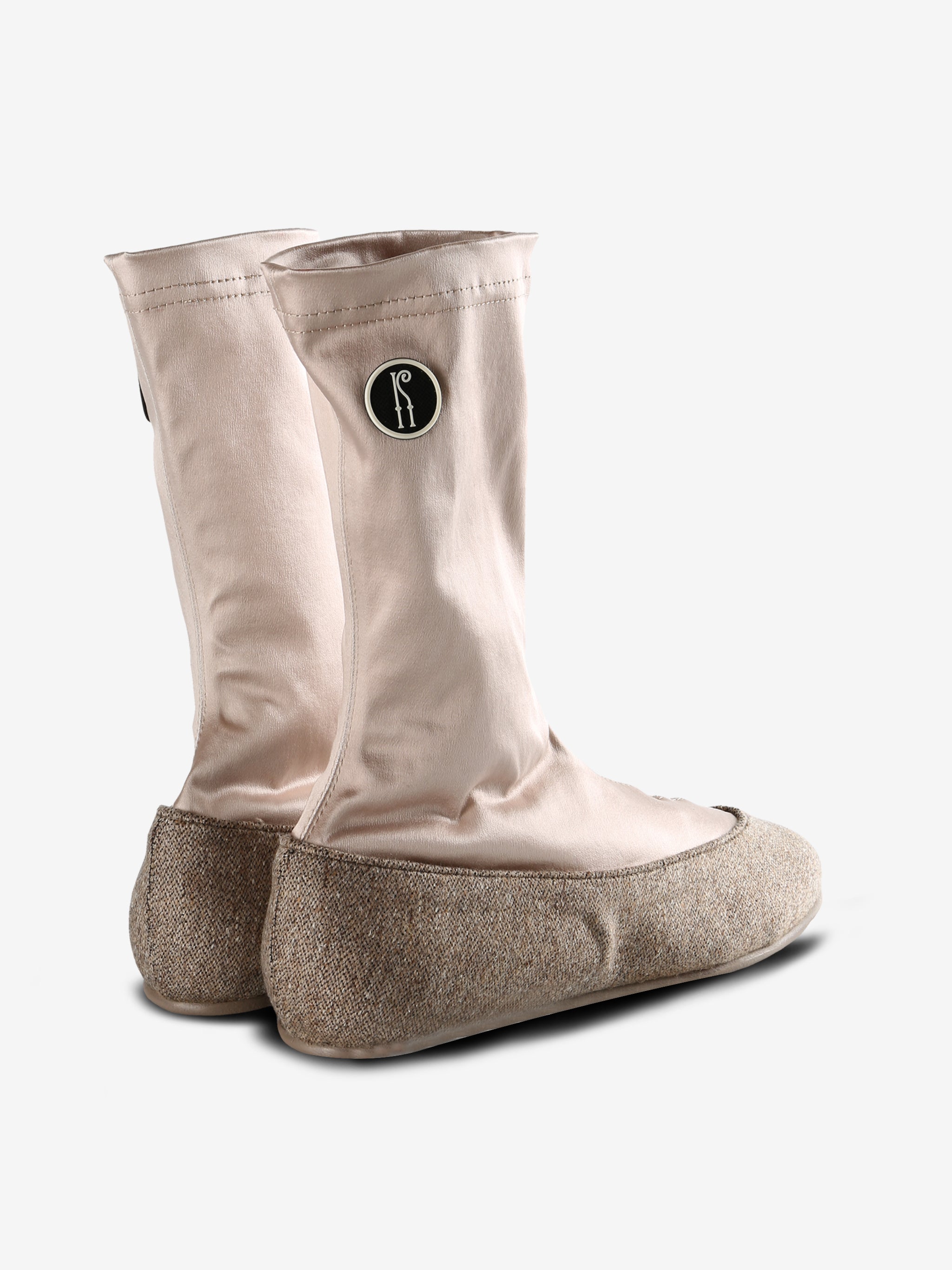 Tan shoes, back view