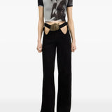 Black t-shirt, full body view